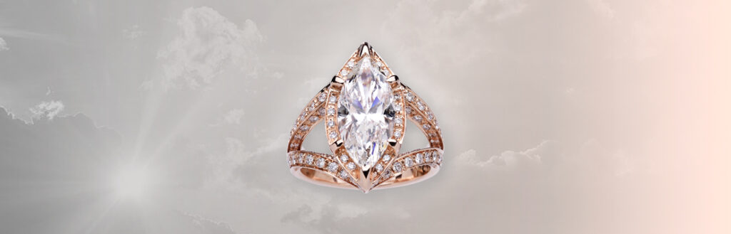 anello in oro rosa con diamanti