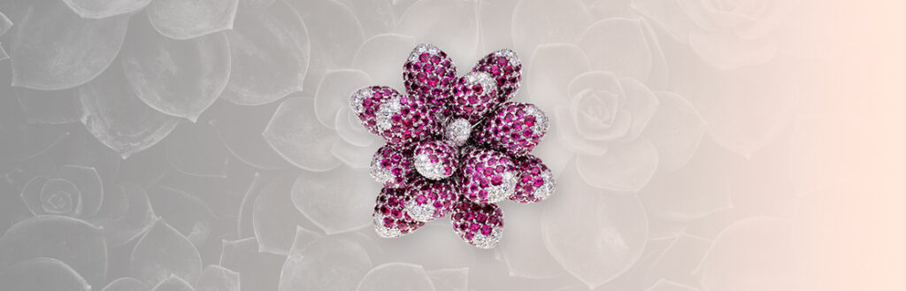 anello floral con brillanti e pietre preziose