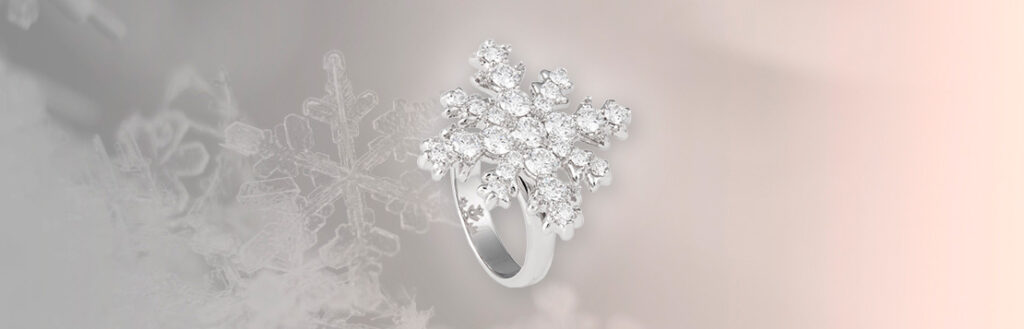 Anello platino e diamanti fiocco di neve